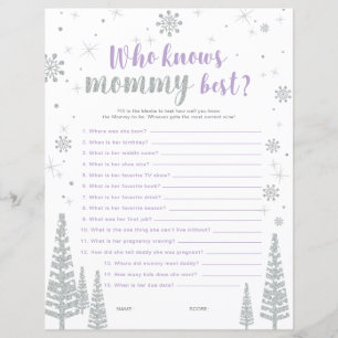 Zilver & Paars Winter Wonderland Baby Shower Spel