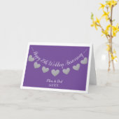 Zilver & paarse 25e trouwdag mam & pap kaart (Gele Bloem)