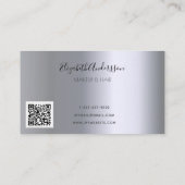 Zilver paarse glitter druppelt make-up haar QR-cod Visitekaartje (Achterkant)