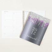 Zilver paarse glitter druppelt naam planner (Display)