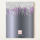 Zilver paarse glitter druppelt naam planner (Achterkant)