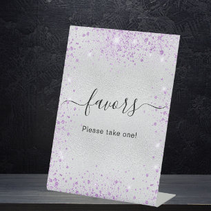 Zilver paarse glitters feestneus bord reclamebord met voetstuk
