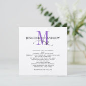 Zilver Paarse monogram weddenschap Kaart (Staand voorkant)