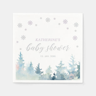 Zilver & Paarse Winter Wonderland Sneeuw Baby Show Servet