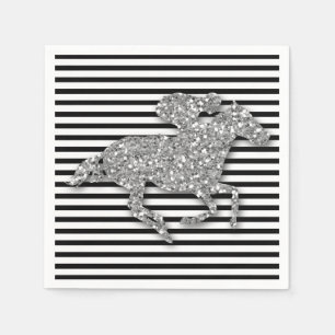 Zilver Racehorse Zwart & Wit Strepen Servet