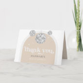 Zilver Retro Disco Groovy Bruiloftsfeest  Bedankkaart (Voorkant)