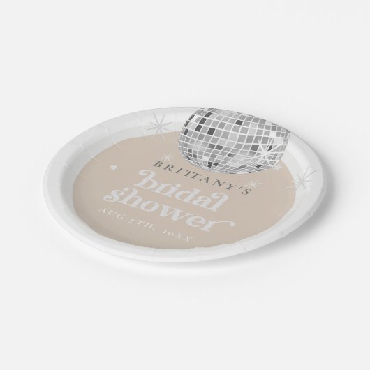 Zilver Retro Disco Groovy Bruiloftsfeest Papieren Bordje (Gekanteld)