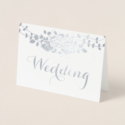 Zilver Roos Folie Typografie Bruiloft Uitnodiginge Folie Kaarten (Voorkant)