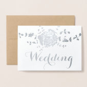 Zilver Roos Folie Typografie Bruiloft Uitnodiginge Kaarten (Voorkant met envelop)