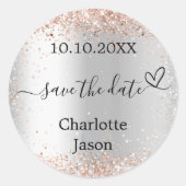 Zilver roos gouden boho bruiloft Save the Date Ronde Sticker (Voorkant)