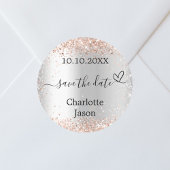 Zilver roos gouden boho bruiloft Save the Date Ronde Sticker