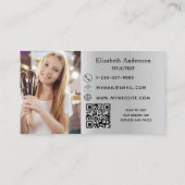 Zilver roos gouden marmer foto QR code logo Visitekaartje (Achterkant)