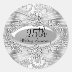 Zilver Roos & Juweel 25e Jubileum Sticker