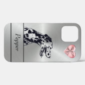 Zilver/roze Dalmatiaanse iPhone 12 Hoesje (Achterkant (horizontaal))