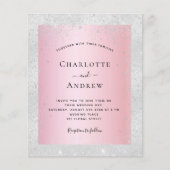 Zilver roze glitter bruiloft flyer (Voorkant)