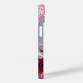 Zilver roze glitter drip florale naam script Case-Mate iPhone case (Achterkant / Rechts)