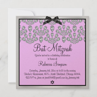 Zilver & Roze Voor Altijd Diamanten Bat Mitzvah Ui Kaart