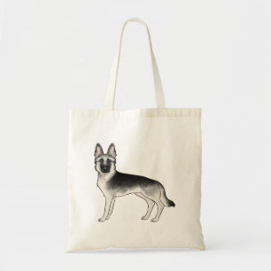 Zilver Sable Duitse Herder Schattige Cartoon GSD H Tote Bag