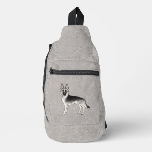 Zilver Sable Duitse Herder Schattige Cartoon Hond Sling Bag