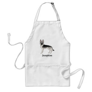 Zilver Sable Duitse Herdershond Met Aangepaste Naa Standaard Schort