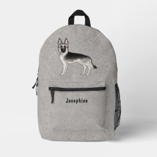 Zilver Sable Duitse Herdershond met aangepaste tek Bedrukte Rugzak