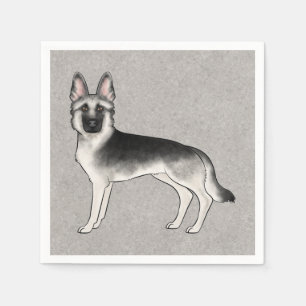 Zilver Sable Duitse Herdershond Schattige Cartoon Servet