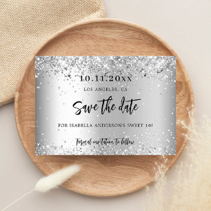 Zilver schrift voor verjaardagsfeestje save the date