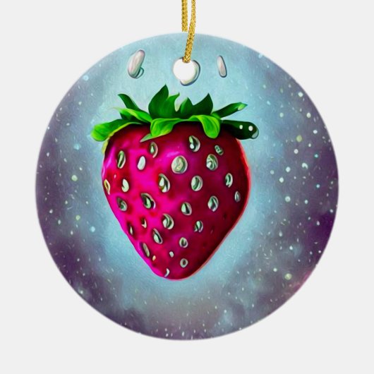 Zilver Seed Strawberry Keramisch Ornament (Voorkant)