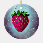 Zilver Seed Strawberry Keramisch Ornament (Achterkant)