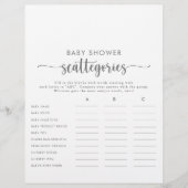 Zilver Simple Baby shower Scatories Game (Voorkant)