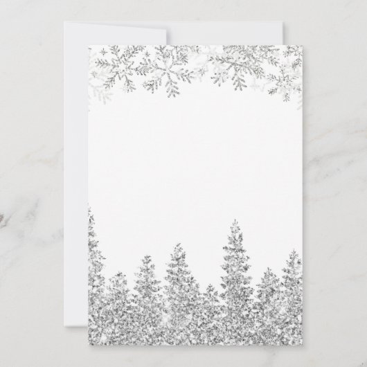 Zilver sneeuw witte kerstwinter bruiloft kaart (Achterkant)