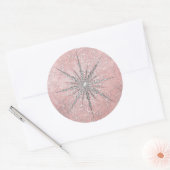 Zilver sneeuwvlok roze elegante winter ronde sticker (Envelop)