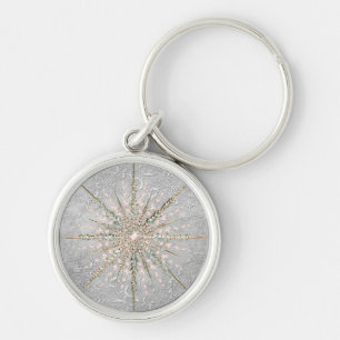 Zilver sneeuwvlok roze elegante  winter sleutelhanger