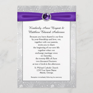 Zilver Sunbursts Paarse Gemstone Ribbons Diamond Kaart