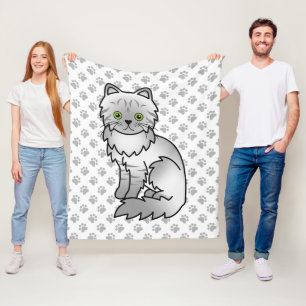 Zilver Tabby Chinchilla Grijze Perzische Kat & Poo Fleece Deken