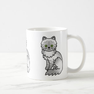 Zilver Tabby Chinchilla Perzische Kat Cartoon Kuns Koffiemok