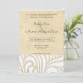 Zilver & Tan Swirl Patroon Bruiloft uitnodiging (Staand voorkant)