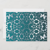 Zilver & Teal Filigraat Uitgesneden Luxe Lijst Bru Save The Date (Achterkant)