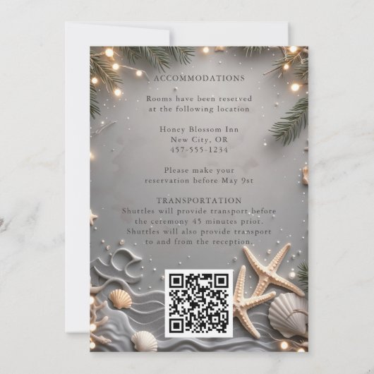 Zilver Tropisch Strand Starfish Paar Trouwen Kaart (Achterkant)