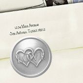 Zilver Twee Verstrengelde Harten Trouwring Ronde Sticker