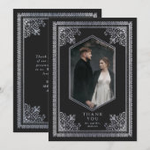  Zilver Victoriaans Trouwfoto Dank Bedankkaart (Voorkant / Achterkant)