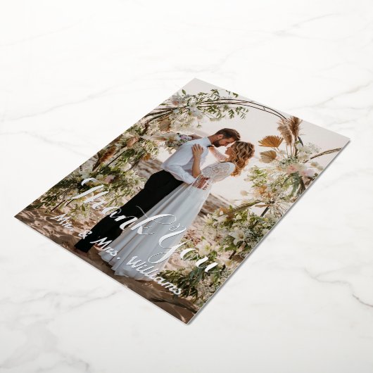 Zilver Weddenschap Fotoflat Hartelijk dank Folie Uitnodiging (Gedraaid)