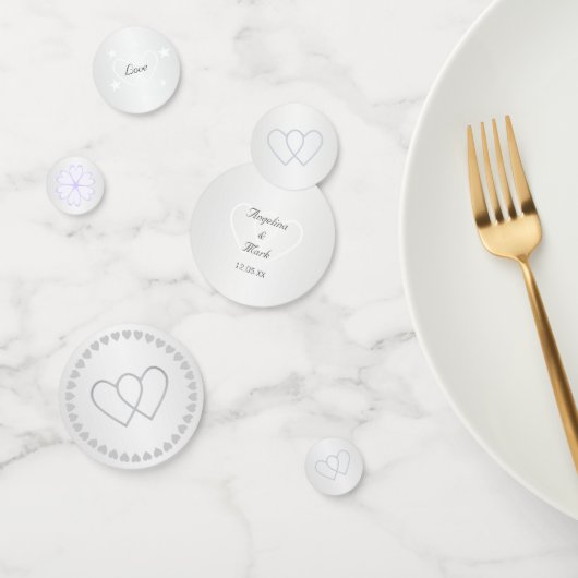 Zilver & White Personalized Weddentafel Confetti (Groep)