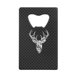Zilver Wild Deer op Carbon Fiber Style Print Kredietkaart Flessenopener