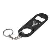 Zilver Wild Deer op Carbon Fiber Style Print Mini Flessenopener (Voorkant Gekanteld)