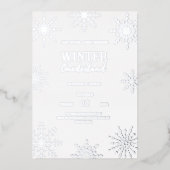 Zilver Winter onederland Folie Uitnodiging (Voorkant)