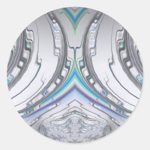 Zilver Wit Blauw Groen ~ Classic Ronde Sticker