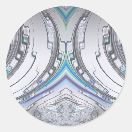 Zilver Wit Blauw Groen ~ Classic Ronde Sticker (Voorkant)