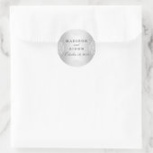 Zilver & Wit Glamour Bruiloft Sticker (Tas)
