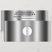 Zilver Wit Glanzend Monogram Cadeaubon (Voorkant / Achterkant)